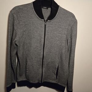 Alfani Lightweight Jacket Womens Small Full Front Zip Gray With Black Trim